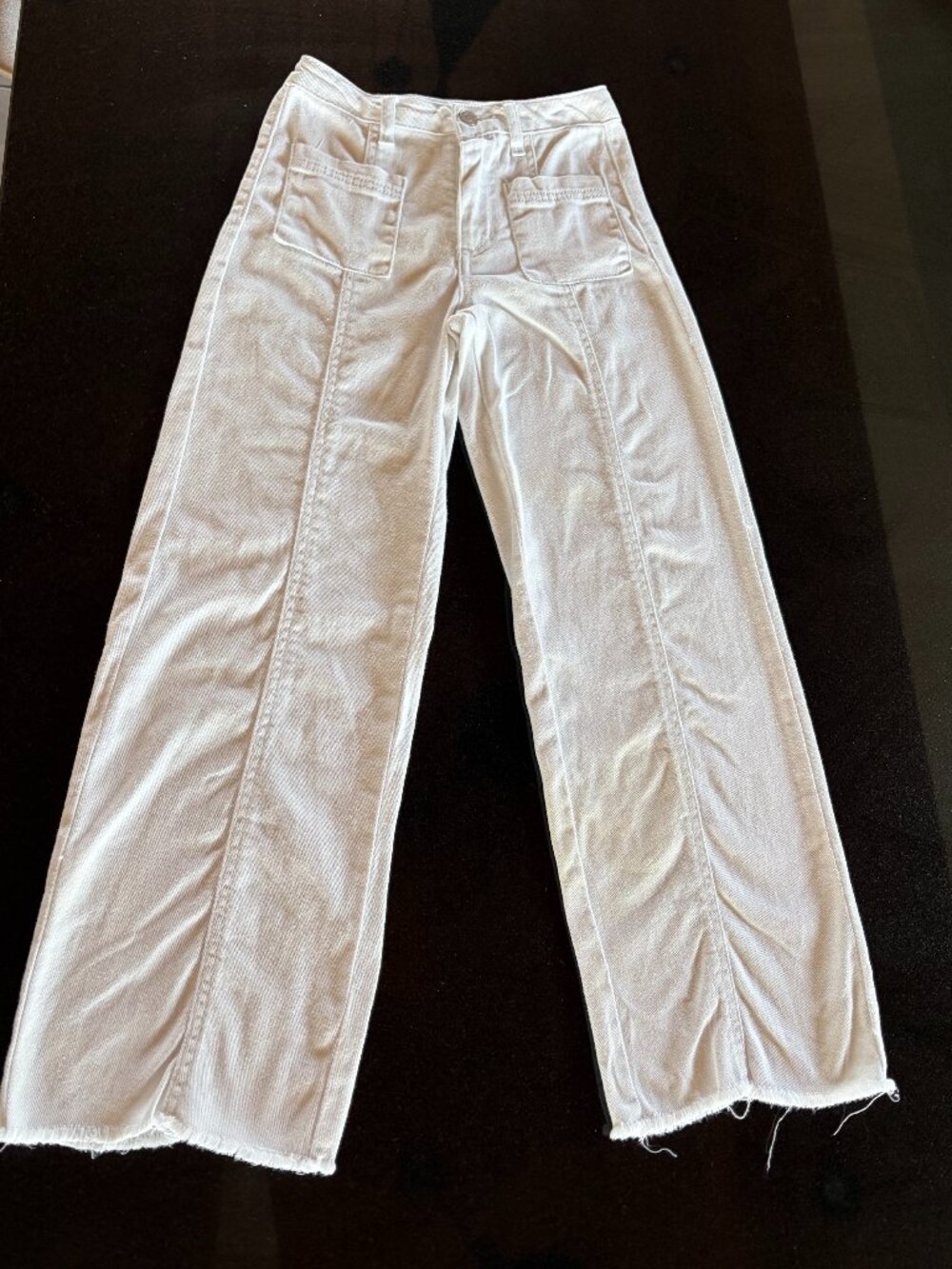 Habitual Girl White Wide Leg Jeans Size 10 Raw Hem Pants